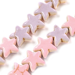 Pink Синтетические бирюзовые бусины, покрытые краской для выпечки, с эмалью, морская звезда, розовые, 11.5x9.5x4 мм, отверстие : 1 мм, около 43 шт / нитка, 14.96'' (38 см)