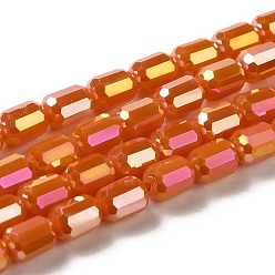 Шоколадный Стеклянные бусины с гальваническим покрытием , граненые, AB цвет, колонка, цвет шоколада, 4x5~6 мм, отверстие : 1 мм, около 80 шт / нитка, 40~48 см