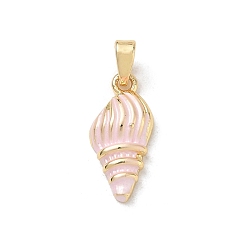 Andere Messing Emaille-Anhänger, golden, Muschelförmige Anhänger, 17x8x3.5 mm, Bohrung: 4.5x2.5 mm