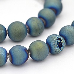 Зеленое Покрытие Гальванизирует естественно агат бисер пряди круглые, окрашенные, зеленый покрытием, 8 мм, отверстие : 1 мм, около 48 шт / нитка, 15.3 дюйм