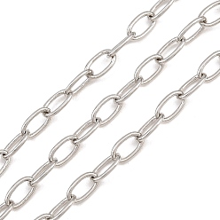 Platinum Brass Cable Chains, Soldered, with Spool, Long-Lasting Plated, Rack Plating, Lead Free & Cadmium Free, Platinum, 7.8x4.4x1mm