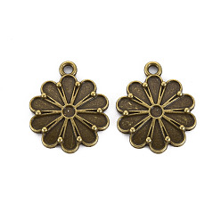 Античная Бронза Сплавочные сеттинги для кулона, тибетский стиль, без кадмия и без свинца, цветок, античная бронза, 22x18x2 мм, отверстие : 1.6 мм