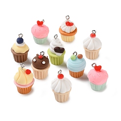 (52) Непрозрачная лаванда Непрозрачные подвески смолы, чашка торт, с железным штифтом, разноцветные, 21~28.5x16~18x16~18 мм, отверстие : 1.8~2 мм, 10 шт / пакет