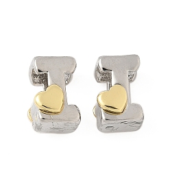 Letter I Латунные бусины, без кадмия и без свинца, платиной и золотом, Буква "i", 11x7x7.5 мм, отверстие : 5x4 мм