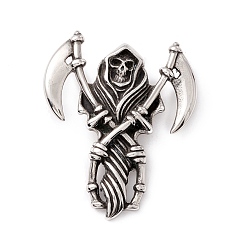Antique Silver Tibetan Style 304 Stainless Steel Pendants, Skull, Antique Silver, 51x42x6mm, Hole: 10x4mm