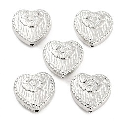 Platinum CCB Plastic Beads, Heart, Flower, Platinum, 17x18x6mm, Hole: 1.8mm, about 410pcs/500g