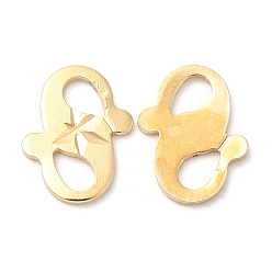 Real 24K Gold Plated Rack Plating Brass S-Hook Clasps, Cadmium Free & Lead Free, Long-Lasting Plated, Real 24K Gold Plated, 11.5x9x1mm, Hole: 4x2.5mm