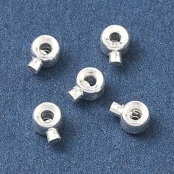 Серебро Зажимные бусины из латуни, круглые, серебряные, 4.5x3.2x2.5 мм, отверстие : 1 мм