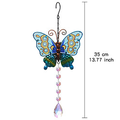 Бабочка Стеклянный подвесной кулон в виде ловца солнца, с железной фурнитурой, сиреневые, бабочка, 350 мм