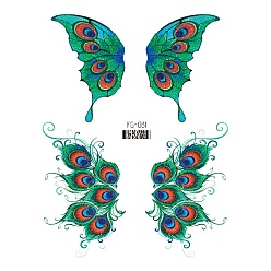 Зеленый Боди-арт татуировки, временные наклейки с татуировками, бабочка, зелёные, 12x10.5 см