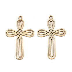 Золотой 201 подвески из нержавеющей стали, амулеты в виде креста с узлом трикветра, золотые, 27x17x1 мм, отверстие : 1.4 мм