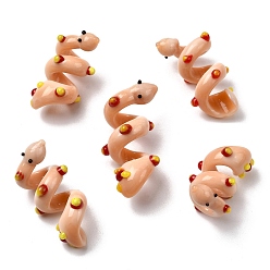 Персиковый Слойка Эмалевые бусины ручной работы в технике лэмпворк, змея, неровный, розовые, 27.5~31.5x15~20x14~16 мм, отверстие : 5~6 мм