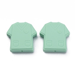 Aquamarine Food Grade Eco-Friendly Silicone Beads, Male Nurse Clothes, Aquamarine, 26x26.5x8mm, Hole: 2.5mm