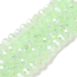 Светлый Золото-желтый Запекание гальванических нитей стеклянных бусин, AB цвет, граненые, рондель, светлый золотарник желтый, 8x6 мм, отверстие : 1 мм, около 60~62 шт / нитка, 15.75'' (39~40 см)