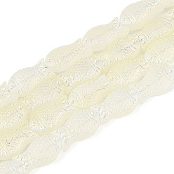 Бежевый Матовые стеклянные бусины, рыба, бежевые, 15x8.1x5 мм, отверстие : 0.9~1 мм, около 55 шт / нитка, 25.59'' (65 см)