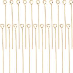 Настоящее золото 18K Латунные булавки, для изготовления ювелирных изделий, реальный 18 k позолоченный, 21 датчик, 40x0.7 мм, отверстие : 1.5 мм, о 100 шт