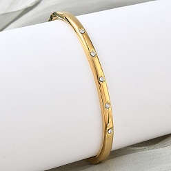 Золотой 304 женские шарнирные браслеты из нержавеющей стали, со стразами, ионное покрытие (ip), золотые, 1/8 дюйм (0.45 см), внутренний диаметр: 2-3/8x2 дюйм (6.15x4.95 см)