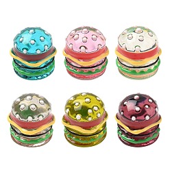 (52) Непрозрачная лаванда 6 шт 6 цвета смоляных кабошонов, с эмалью, гамбургер, разноцветные, 16x16x18.5 мм, 1 шт / цвет