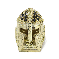 Настоящее золото 18K Латунь микропаве черный кубический цирконий, без кадмия, без никеля и без свинца, шлем, реальный 18 k позолоченный, 15x10x11 мм, отверстие : 1 мм