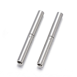 Stainless Steel Color 304 Stainless Steel Bayonet Clasps, Column, Stainless Steel Color, 21x2.5mm, Hole: 1.7mm
