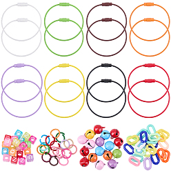 Mixed Color DIY Pendant Decoration Making Kits, including Acrylic Beads & Linking Rings, Iron Open Jump Rings, Brass Bell Pendants, Stainless Steel Cable Wire Keychain, Mixed Color