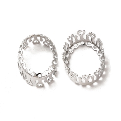 Платина Латунные настройки для размещения кабошонов, открытая задняя панель, полый овал с сердцем, платина, лоток : 14x19 мм, 20x14.5x7 мм