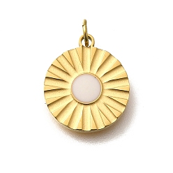 Плоский Круглый 304 из нержавеющей стали шармы эмали, с целью перехода в кольце, реальный 18 k позолоченный, ионное покрытие (ip), плоско-круглые, 13.5x12x1.5 мм, отверстие : 2.5 мм