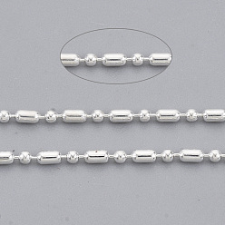 Серебро Латунные шаровые цепи, стиль мяча, круглые и овальные, долговечный, пайки, с катушкой, без кадмия и без свинца, серебряные, 1.8x1 mm и 1 mm, около 301.83 футов (92 м) / рулон