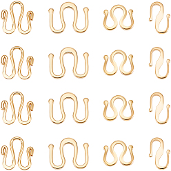 Настоящее золото 24K 40шт. 4 стили латунные застежки-крючки, м застежка, долговечный, реальный 24 k позолоченный, 9~12x7.5~13x1 мм, 10 шт / стиль