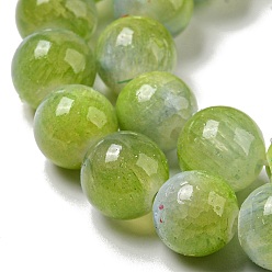 Vert Jaune Teints jade naturel perles brins, ronde, vert jaune, 8mm, Trou: 1.2mm, Environ 49 pcs/chapelet, 15.55 pouce (39.5 cm)