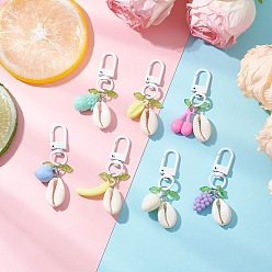 (52) Непрозрачная лаванда Подвесные украшения из акриловых фруктов и ракушек, с поворотными карабинами и застежками из цинкового сплава, покрытыми краской для запекания, разноцветные, 57 мм