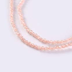 Light Salmon Glass Beads Strands, Faceted, Round, Light Salmon, 2x2mm, Hole: 0.4mm, about 193~197pcs/strand, 14.17 inch~15.51 inch(36~39.4cm)