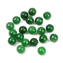 Зеленый Натуральные бирманские нефритовые бусины, окрашенные в различные цвета., круглые, половине просверлил, зелёные, 7.5~8 мм, отверстие : 1 мм