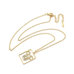 Козерог 304 ожерелье нержавеющей стали, реальный 18 k позолоченный, выдолбить квадратную пластину с изображением двенадцати созвездий, Козерог, 17.76 дюйм (45.1 см)