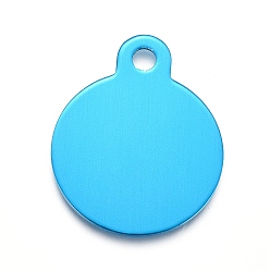 Темно-Голубой Алюминиевые подвески, штамповка пустой метки, плоско-круглые, глубокое синее небо, 31x25x1 мм, отверстие : 3 мм