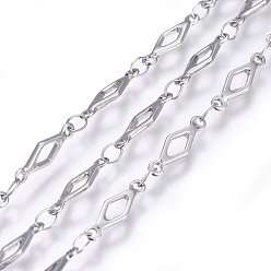 Нержавеющая Сталь Цвет Устойчивы к потускнению 304 цепи из нержавеющей стали, пайки, ромб, цвет нержавеющей стали, 13x4x1 мм