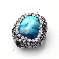 Небесно-голубой Самородки натуральные ракушки, с полимерной глиной горный хрусталь, голубой, 12~17x12~16x4~7 мм, отверстие : 0.5 мм