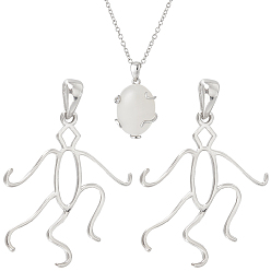 Платина 2 шт. 925 полые подвески-кабошоны из стерлингового серебра, твист, платина, 25x24x1 мм, отверстие : 4x3 мм