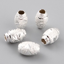 Посеребрённый Латунные бусины, долговечный, баррель, 925 серебро покрытием, 8x5 мм, отверстие : 2 мм