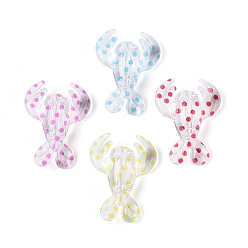 (52) Непрозрачная лаванда Печатные прозрачные акриловые бусины, лобстер в горошек, разноцветные, 36.5x27.5~28x13~13.5 мм, отверстие : 2.5 мм