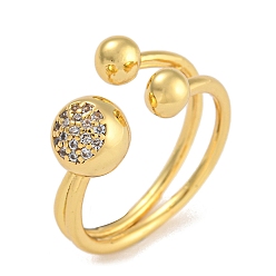 Настоящее золото 18K Латунные микро проложить манжеты кольца кубического циркония, широкие кольца для женщин, реальный 18 k позолоченный, 7 мм, внутренний диаметр: 17.5 мм