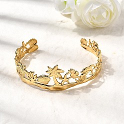 Настоящее золото 18K Летние 304 браслеты-манжеты из нержавеющей стали для женщин, разнообразные, реальный 18 k позолоченный, внутренний диаметр: 2-1/2 дюйм (6.4 см)