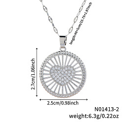 Платина Изысканные полые латунные ожерелья с подвеской в виде сердца из прозрачного кубического циркония с микропаве, просто и роскошно для повседневной носки и Дня святого Валентина, платина, 15.75 дюйм (40 см)