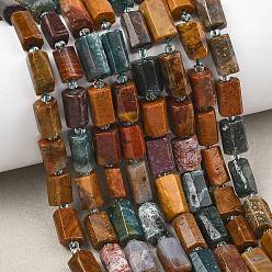 Океанический Джаспер Океан Природный яшмы бисер нитей, граненые, колонка, с бисером, 12x8 мм, отверстие : 1 мм, около 15 шт / нитка, 7.68~7.87'' (19.5~20 см)