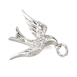 Платина Латунные микро проложить кубического циркония подвески, без кадмия, без никеля и без свинца, с целью перехода в кольце, глотать, платина, 19.5x21.5x5 мм, отверстие : 3.5 мм