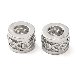 Платина Стойки обшивки латунь кубического циркония бусы, долговечный, без кадмия и без свинца, полая колонна с ушком, платина, 9x6.2 мм, отверстие : 4.5 мм