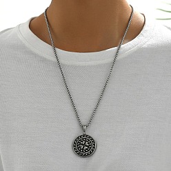 Плоский Круглый Панк 201 ожерелья с подвесками из нержавеющей стали, цвет нержавеющей стали, плоско-круглые с сердцем, 23.43 дюйм (59.5 см)