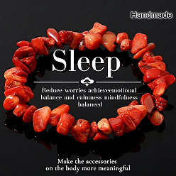 Red Jasper Natural Red Jasper Chip Beaded Stretch Bracelets, 6.89 inch(17.5cm)