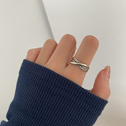 Другие Ретро латунные манжеты открытые кольца для женщин, античное серебро, внутренний диаметр: регулируемый