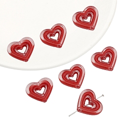 (123L) Белый крем непрозрачный блеск 5 шт прозрачные акриловые бусины, бусина в бусине, сердце, огнеупорный кирпич, 20x23 мм